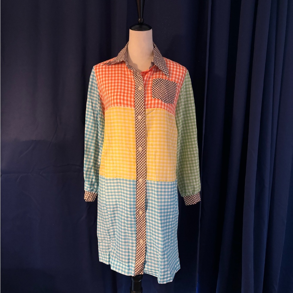 Vintage 60’s patchwork dress plaid dress cottagecore